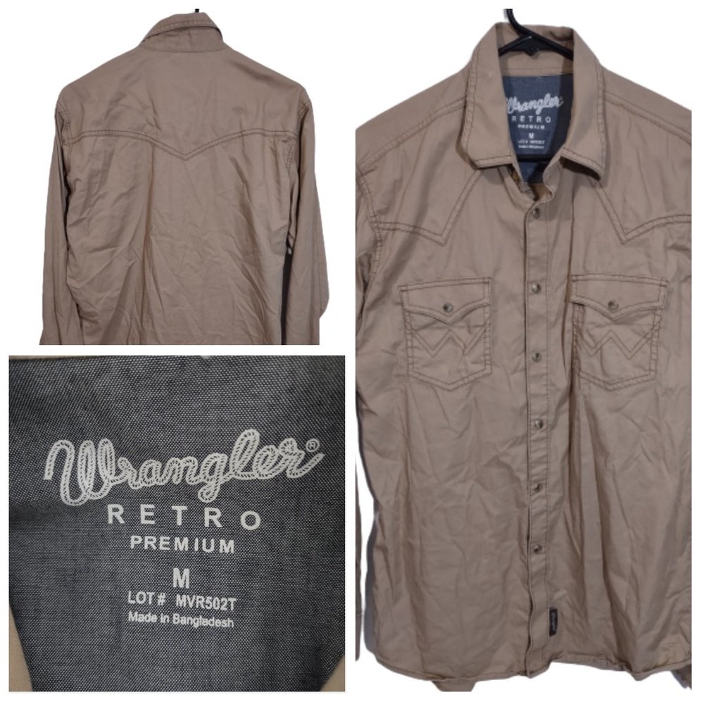 Wrangler Retro mens button Brown down shirt size M